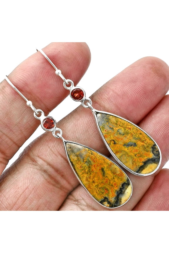 Natural Eclipse & Garnet 925 Sterling Silver Earrings Jewelry E-1002 SDE88791