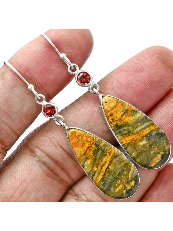 Natural Eclipse & Garnet 925 Sterling Silver Earrings Jewelry E-1002 SDE88797