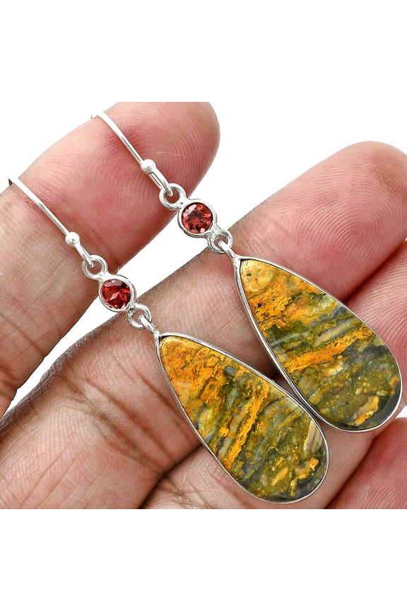 Natural Eclipse & Garnet 925 Sterling Silver Earrings Jewelry E-1002 SDE88797