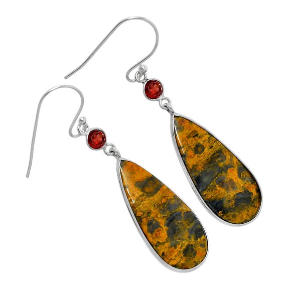Natural Eclipse & Garnet 925 Sterling Silver Earrings Jewelry E-1002 SDE89833