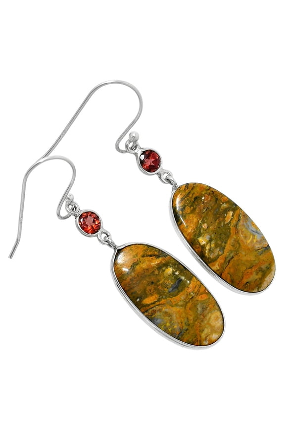 Natural Eclipse & Garnet 925 Sterling Silver Earrings Jewelry E-1002 SDE90091