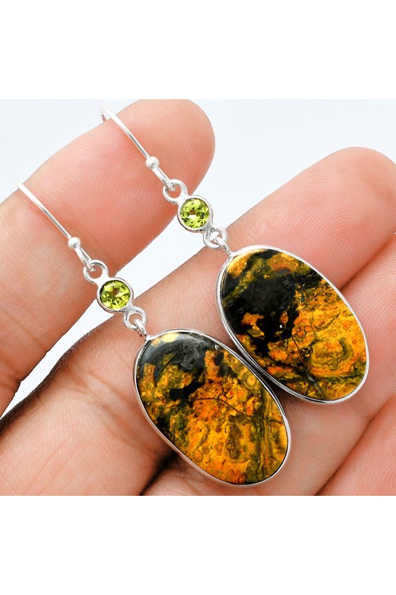 Natural Eclipse & Peridot 925 Sterling Silver Earrings Jewelry E-1002 SDE88564
