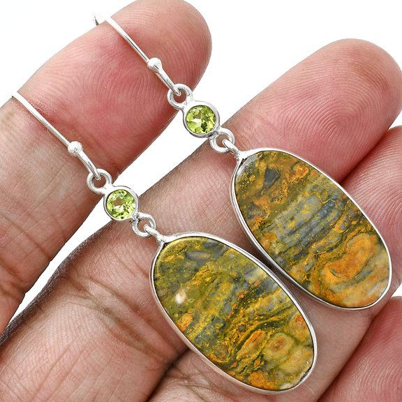 Natural Eclipse & Peridot 925 Sterling Silver Earrings Jewelry E-1002 SDE88793