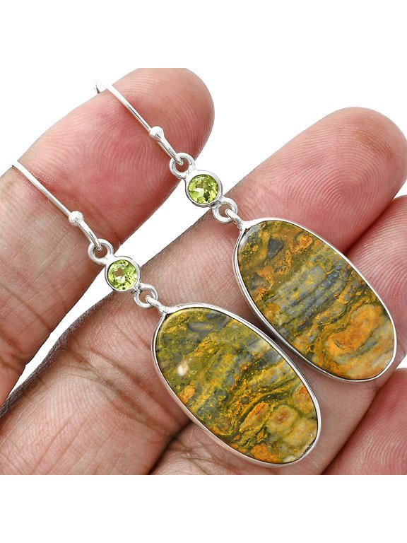 Natural Eclipse & Peridot 925 Sterling Silver Earrings Jewelry E-1002 SDE88793