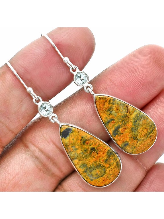 Natural Eclipse & Sky Blue Topaz 925 Sterling Silver Earrings Jewelry E-1002 SDE89136