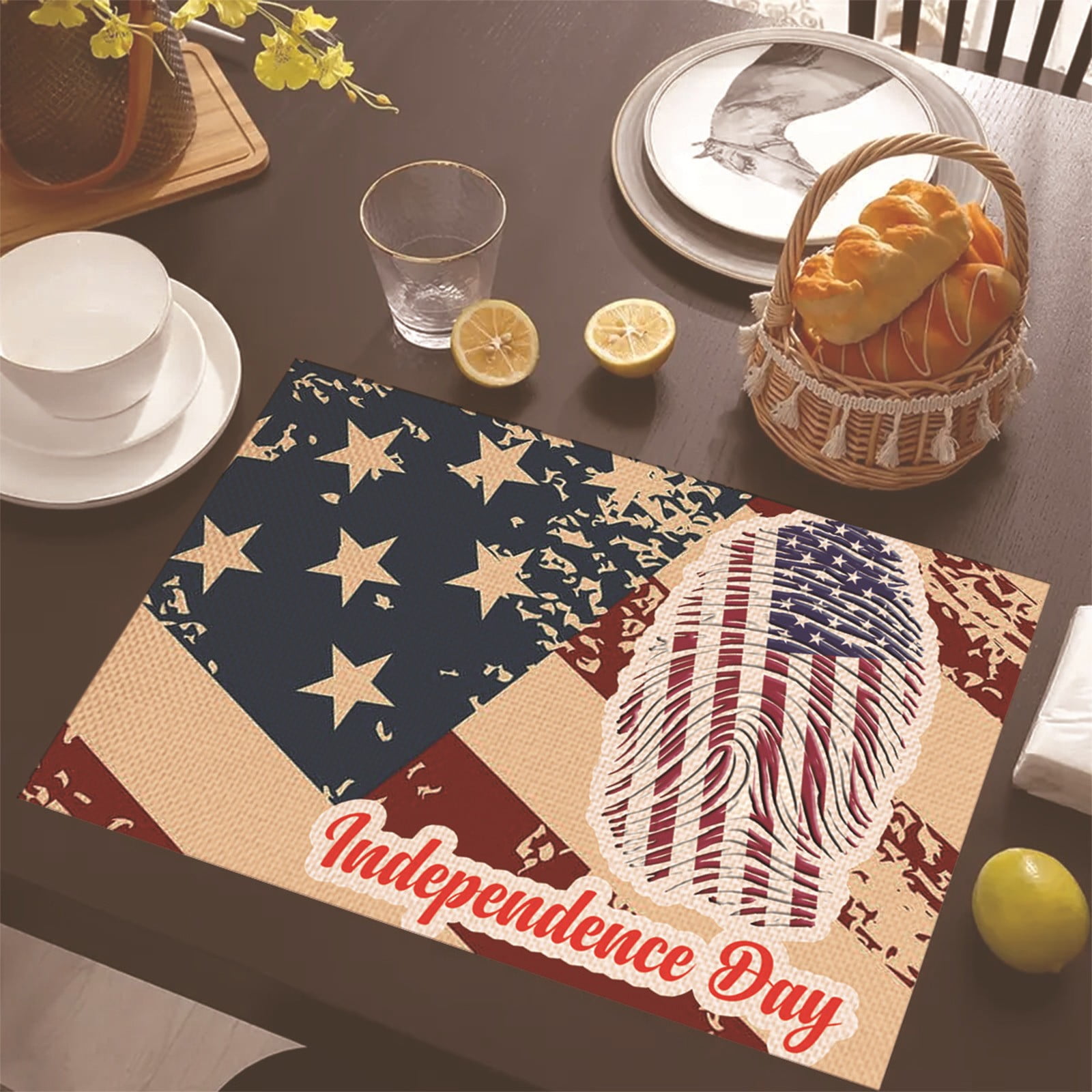 Natural Eco-Friendly Linen Placemats 17.72x11.81in - Machine-Washable ...