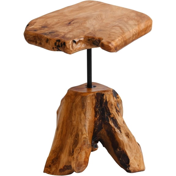 Natural Edge Cedar Stump Side Table with Tree Root Base - Unique Handmade Wood Accent Table14 W x 19" H