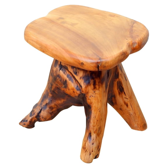Natural Edge Cedar Wood Tree Stump Garden Stool End Table Indoor/Outdoor,Small Wooden Mushroom Side Table