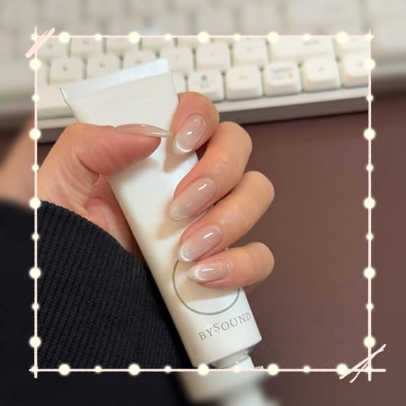 Natural Elegant Translucent French Tip Almond Press On Fake Nails Manicure Kit Halloween Christmas Gift