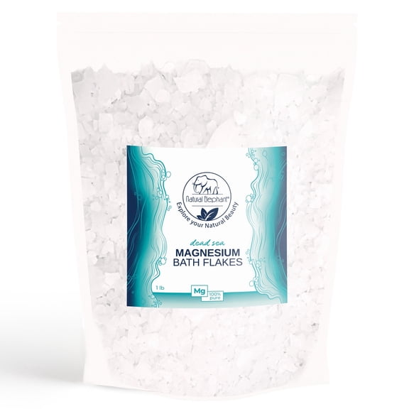 Natural Elephant Dead Sea Magnesium Bath Flakes | 1 lb Bag (16 oz)| Pure Magnesium Chloride Soak for Body and Foot | Ideal for a Soothing Bath Experience | Alternative to Epsom Salt