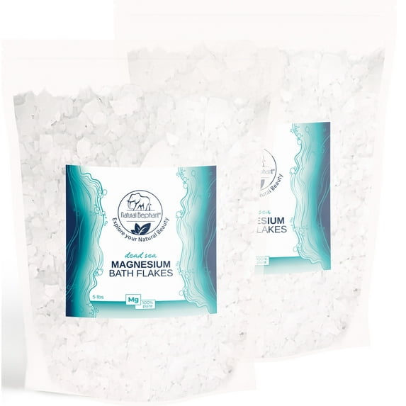 Natural Elephant Dead Sea Magnesium Bath Flakes | 10 lb (2 5lb bags) | Pure Magnesium Chloride Soak for Body and Foot | Ideal for a Soothing Bath Experience | Alternative to Epsom Salt