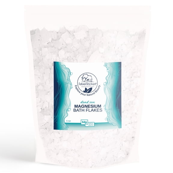 Natural Elephant Dead Sea Magnesium Bath Flakes | 4 oz Trial Size (113g) | Pure Magnesium Chloride Soak for Body and Foot | Ideal for a Soothing Bath Experience | Alternative to Epsom Salt