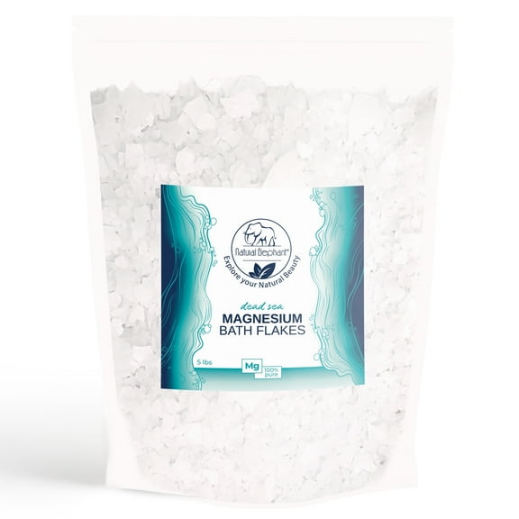 Natural Elephant Dead Sea Magnesium Bath Flakes | 5 lb (80 oz) Bag | Pure Magnesium Chloride Soak for Body and Foot | Ideal for a Soothing Bath Experience | Alternative to Epsom Salt