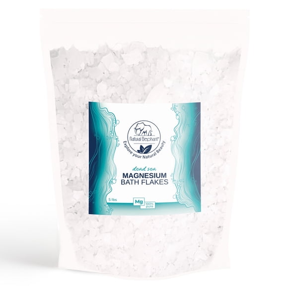 Natural Elephant Dead Sea Magnesium Bath Flakes | 5 lb (80 oz) Bag | Pure Magnesium Chloride Soak for Body and Foot | Ideal for a Soothing Bath Experience | Alternative to Epsom Salt