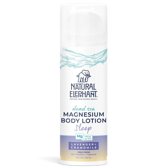 Natural Elephant Dead Sea Magnesium Lotion – Sleeptime Lavender Scented Body Moisturizer | Topical Magnesium with Dead Sea Minerals – 5 oz (150 ml)