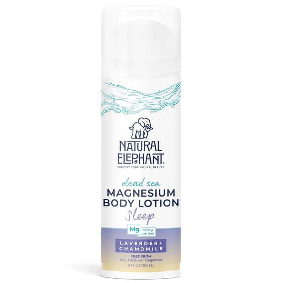 Natural Elephant Dead Sea Magnesium Lotion Sleeptime Lavender Scented Body Moisturizer | Topical Magnesium with Dead Sea Minerals 5 oz (150 ml)