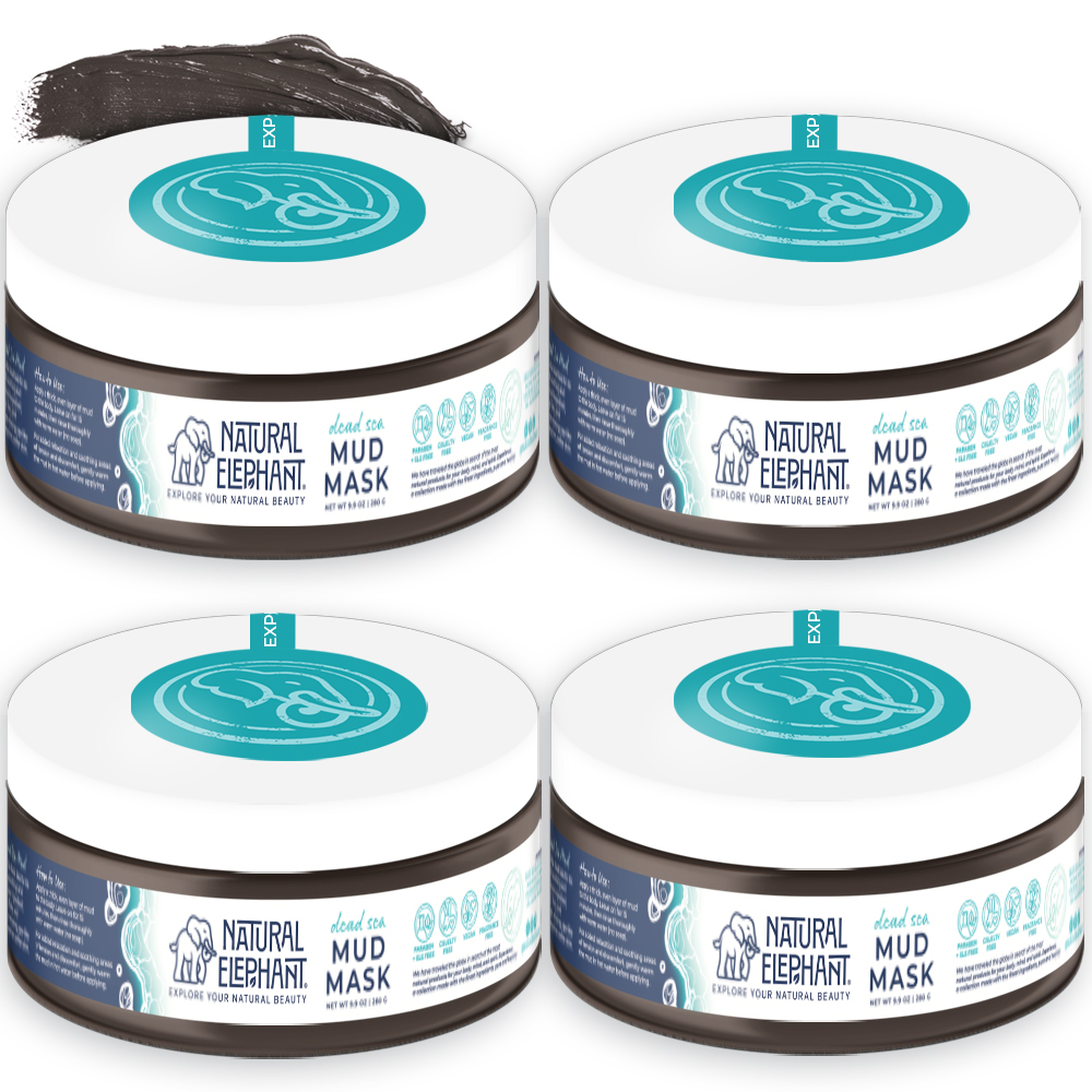 Natural Elephant Dead Sea Mud Mask 40oz (Pack of 4 9.9oz Jars)