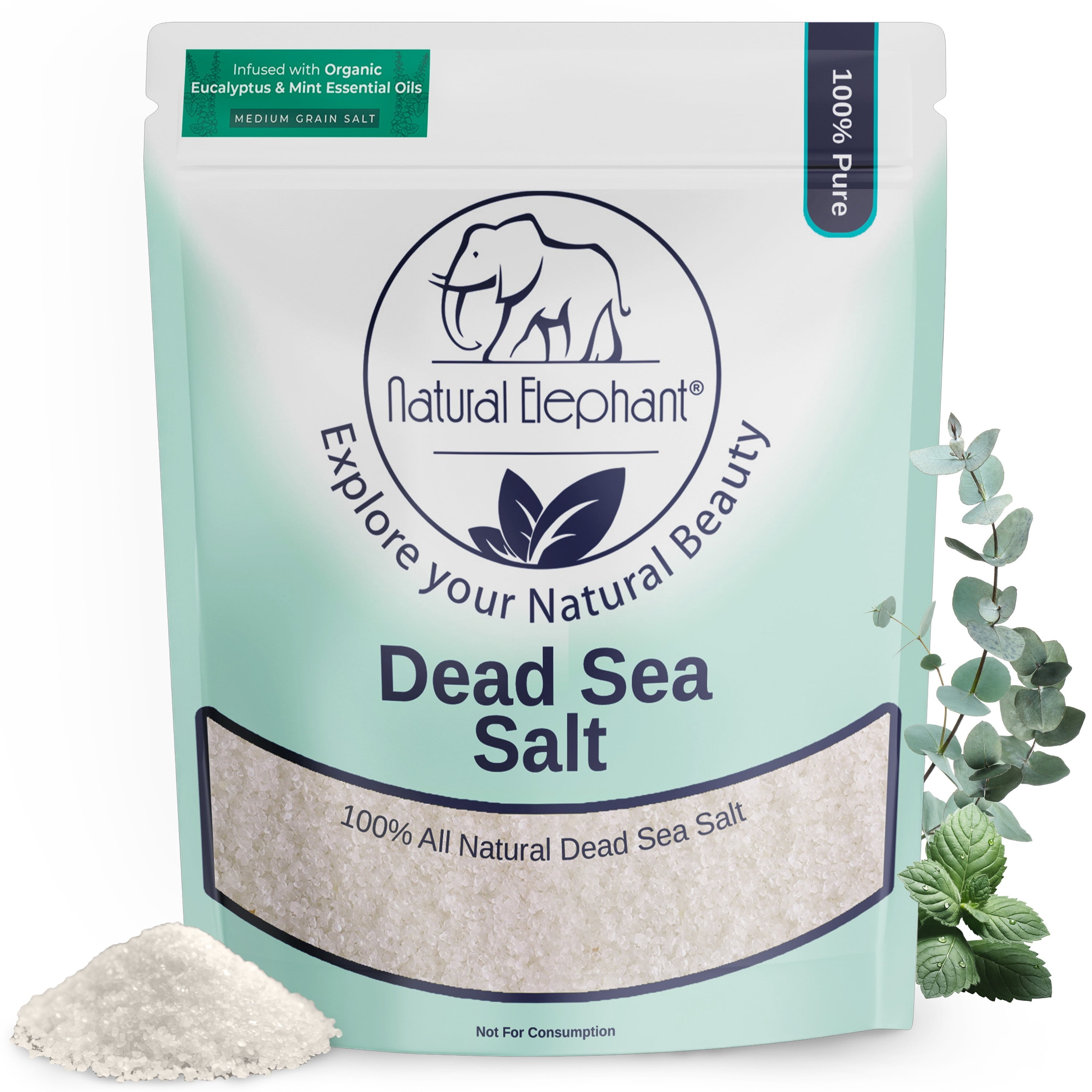 Natural Elephant Dead Sea Salt with Eucalyptus and Mint Essential Oil 10lbs