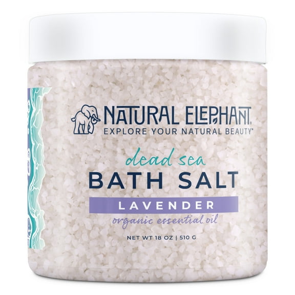 Natural Elephant Dead Sea Salt with Lavender Essential Oil 18oz Jar