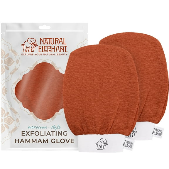 Natural Elephant Exfoliating Hammam Glove (Burnt Orange (Pack of 2))