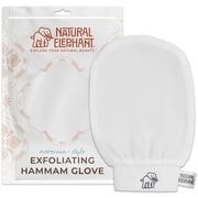 Natural Elephant Exfoliating Hammam Glove | Authentic Moroccan Kessa Body Scrub Mitt for Spa-Quality Skin Renewal | Pearl White Single