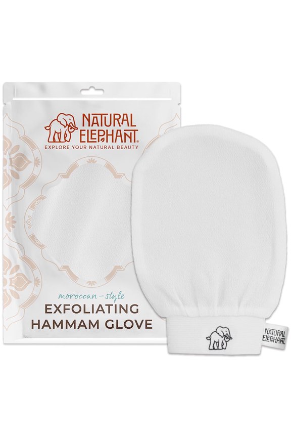 Exfoliating Hammam Glove | Authentic Moroccan Kessa Body Scrub Mitt for Spa-Quality Skin Renewal | Pearl White Single