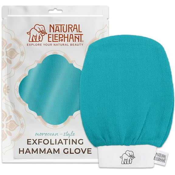 Natural Elephant Exfoliating Hammam Glove - Teal Waves