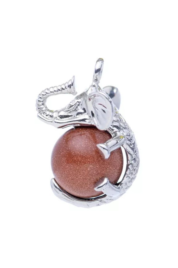 Natural Elephant Leopard Chakra Stone Crystal Bead Pendant Reiki Amulet Healing