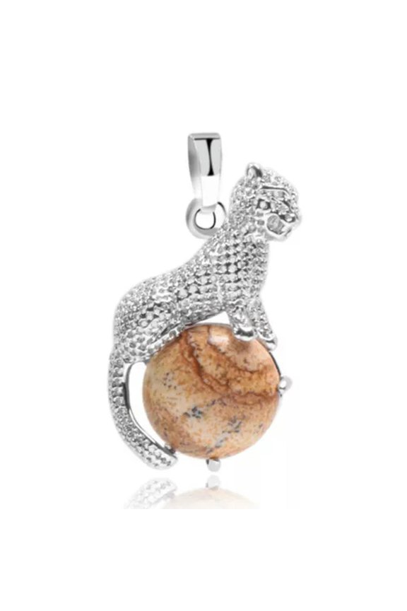 Natural Elephant Leopard Chakra Stone Crystal Bead Pendant Reiki Amulet Healing