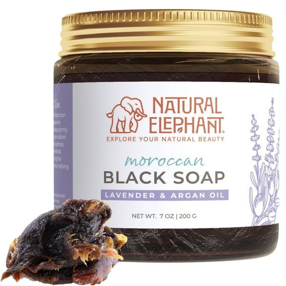 Natural Elephant Moroccan Black Soap With Lavender and Argan Oil 200g (7oz)