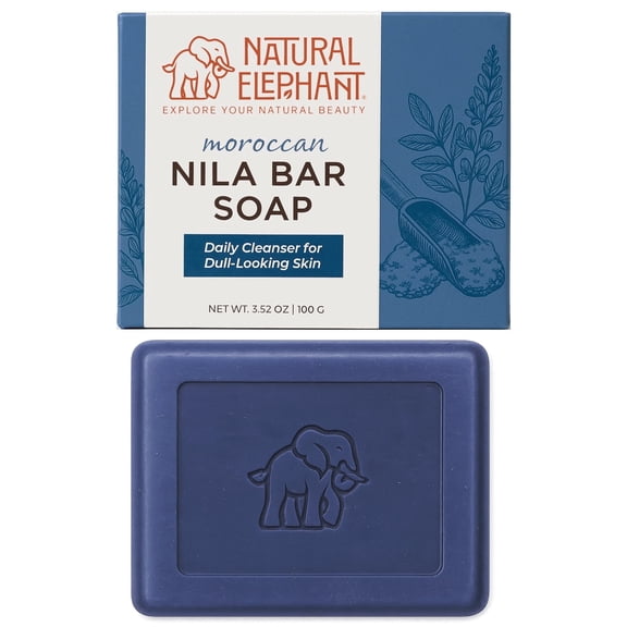 Natural Elephant Nila Bar Soap Cleanser | 3.52oz (100g) | Moroccan Nila Zarka Indigo