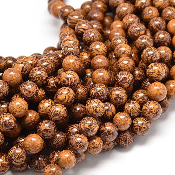 Natural Elephant Skin Jasper/Miriam Stone/Calligraphy Stone Bead Strands Round 10mm Hole: 1mm 40pcs/strand 14.5 inch