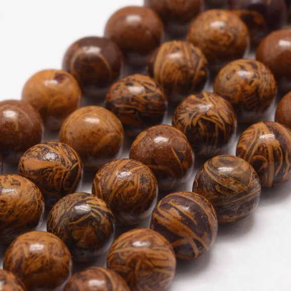Natural Elephant Skin Jasper/Miriam Stone/Calligraphy Stone Beads Strands Round 8mm Hole: 1mm 48pcs/strand 15.1 inch(39.5cm)