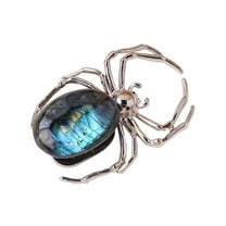 Natural Elongated Stone Stone Spider Ornament Silver Alloy Ornament, Handmade Halloween Decor Healing Crystal Gift for Home And Office Unique Animal Figurine