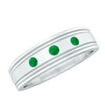 thumbnail image 1 of Rosec Jewels Natural Emerald Band Ring for Women, Wide Band Ring - AAA Quality Emerald, 10K White Gold, US 10.50, 1 of 8