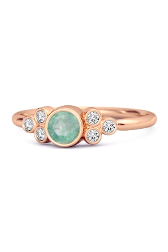 Natural Emerald Bezel Set 925 Sterling Silver Rose Vermeil Boho Valentines Day Gifts Ring