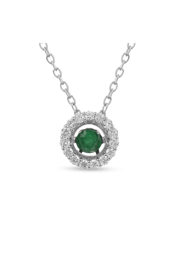 Natural Emerald Dancing Stone Necklace May Birthstone Sterling Silver Pendant Dainty Fashion Necklace Gift Women