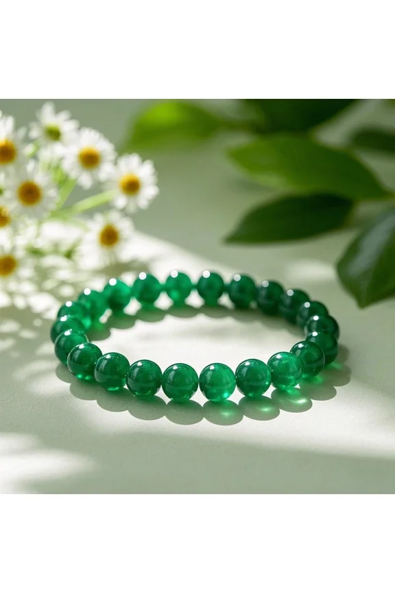 Natural Emerald Elastic Stretch Bracelet 8mm Round Crystal Gemstone Beads