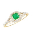 thumbnail image 1 of Rosec Jewels Emerald Engagement Ring with Split Shank (AAA Quality) - Princess Cut Emerald Ring with Diamond - with Jewelry Box, 18K Yellow Gold, US 3.00, 1 of 8