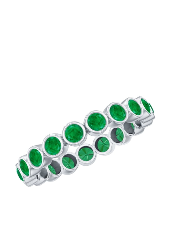Natural Emerald Eternity Ring for Women - AAA Quality - Emerald Stackable Ring - Ready to Gift with Jewelry Box, 925 Sterling Silver, US 4.00