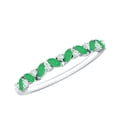 thumbnail image 1 of Rosec Jewels Natural Emerald Half Eternity Anniversary Stacking Ring with Diamond for Women, 14K White Gold, US 12.00, 1 of 8