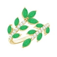 thumbnail image 1 of Rosec Jewels Natural Emerald Leaf Wrap Ring for Cocktail with Diamond - AAA Grade, 18K Yellow Gold, US 4.50, 1 of 9