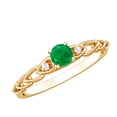 thumbnail image 1 of Rosec Jewels Natural Emerald Promise Ring for Women - Emerald Diamond Ring - AAA Quality - Ready to Gift for Valentines Day, 18K Yellow Gold, US 4.50, 1 of 5