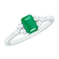 thumbnail image 1 of Rosec Jewels Natural Emerald Cut Emerald Engagement Ring - Emerald Diamond Ring for Women - AAA Quality - With Jewelry Box, 10K White Gold, US 10.50, 1 of 8