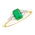 thumbnail image 1 of Rosec Jewels Natural Emerald Cut Emerald Engagement Ring - Emerald Diamond Ring for Women - AAA Quality - With Jewelry Box, 18K Yellow Gold, US 13.00, 1 of 7
