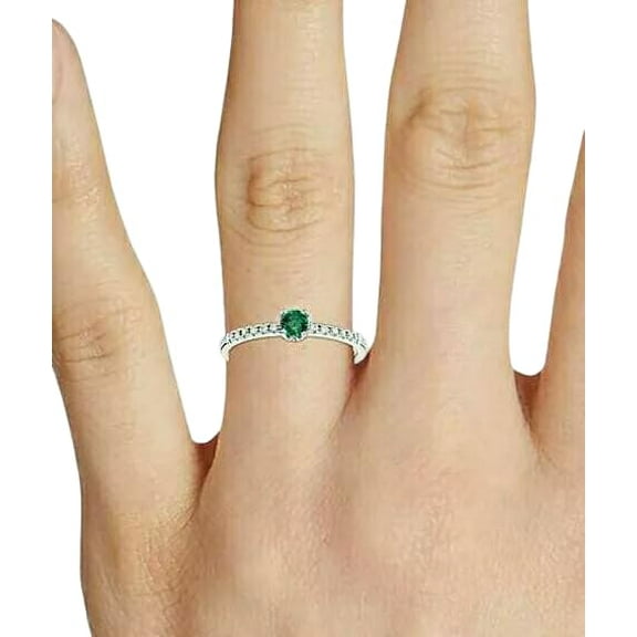 Natural Emerald Ring, AAA Emerald Gemstone Ring, May Birthstone, Zircon Ring, Womens Ring, Gold Micron, 925 Sterling Silver, Solitaire Ring, Dainty Minimalist Stacking jewelry, Mother's day Gift Ring