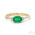 thumbnail image 1 of Natural Emerald Ring, Gold Plated Engagement Ring,Dainty Wedding Ring for Her,May Birthstone Jewelry,Unique Diamond Accent,East West Ring, 1 of 3