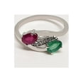 thumbnail image 1 of Natural Emerald Ruby Silver Ring ,925 Sterling Silver, Simple Emerald Ring, 1 of 3