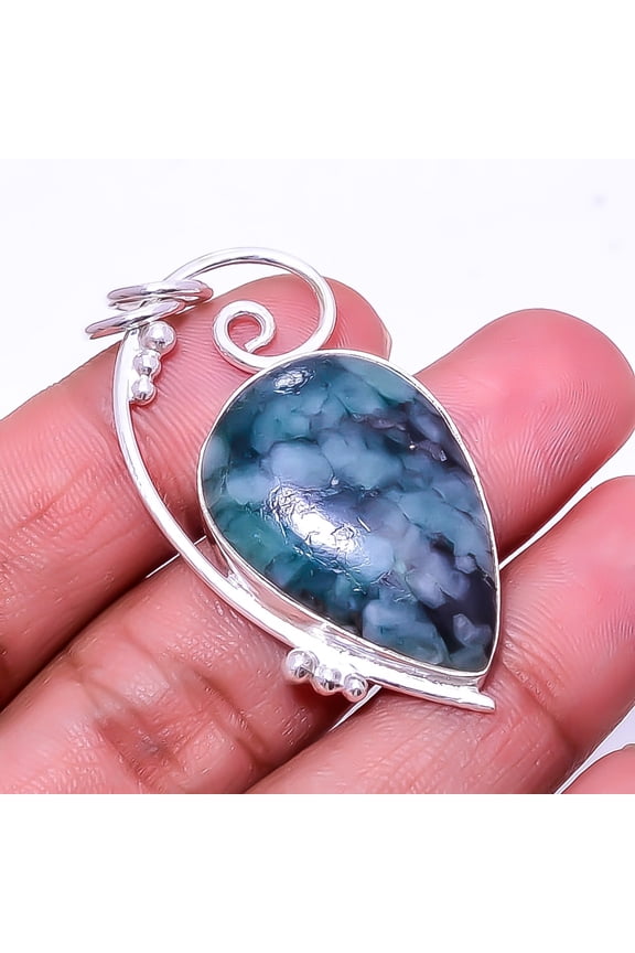 Natural Emerald - Sakota Mines (Lab-Created) 925 Sterling Silver Pendant 1.95" P, Christmas Sale, Birthday Gift, Beautiful Jewelry For Woman