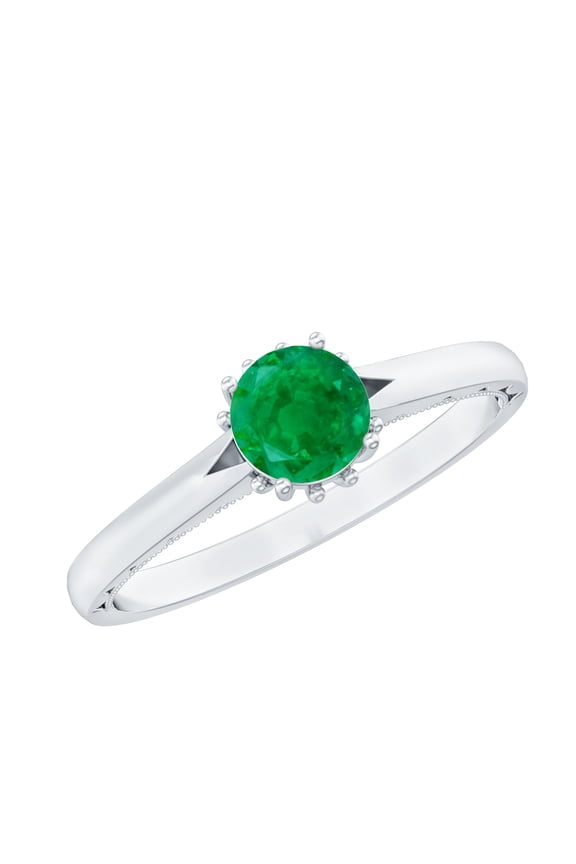 Natural Emerald Promise Ring for Women - May Birthstone Ring - AAA Quality - Ready to Gift with Jewelry Box, 925 Sterling Silver, US 4.00